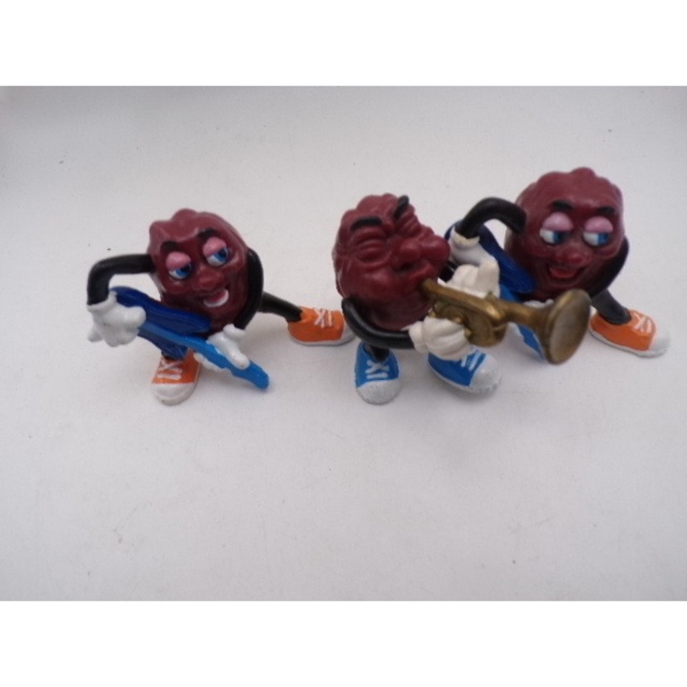 Vintage California Raisins PVC Figures Set of 3 Hardees 1980s Guitar Trumpet